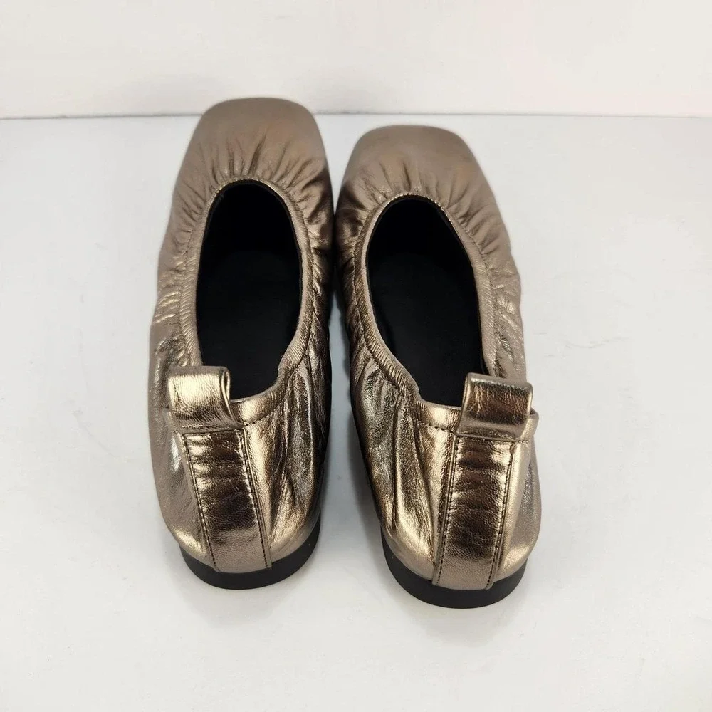 Vaneli Women's Ballet Flats Size 10N Bronze Metallic Leather Square Toe Slip On